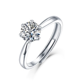 【玖钻珠宝/品牌直发】莫桑钻经典六爪戒指一克拉，比钻石还亮的莫桑钻，莫桑火彩是钻石的2.5倍‼