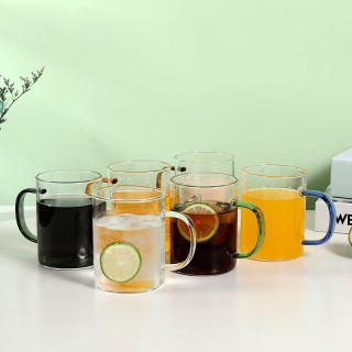 9.9元包邮！！！透明玻璃杯 家用耐高温带把高硼硅泡茶杯子 绿茶茶杯