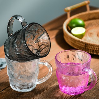 9.9元包邮！！！创意冰川杯带把手渐变色玻璃水杯ins风高颜值玻璃杯家用喝水杯子