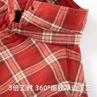 【轻复古】森林棠23秋冬新款磨毛格子衬衫儿童100%棉透气保暖外套