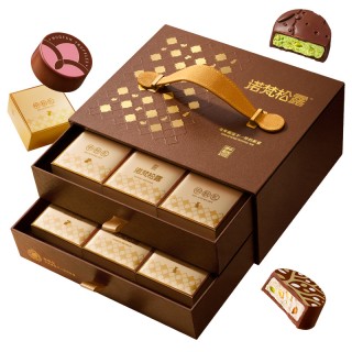 🍫【诺梵松露】金月良辰  纯可可系列巧克力月饼10颗装｜350g  开心果果味*2；焦糖巴旦木味*3；夏威夷果味*2；坚果满满味*3  🌟赠礼盒💖💖